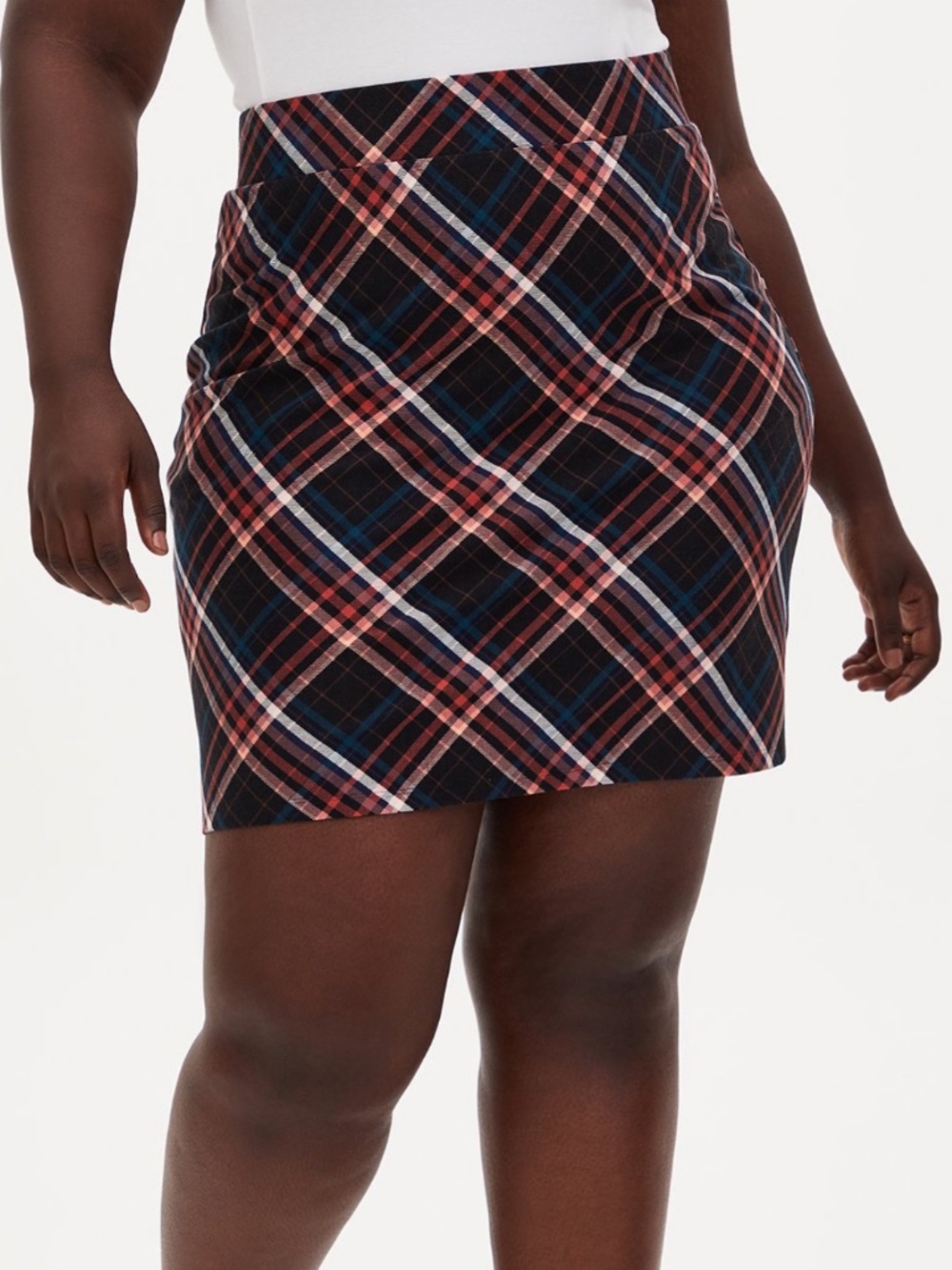 Torrid Studio Luxe Ponte Skirt Plaid Black 2X